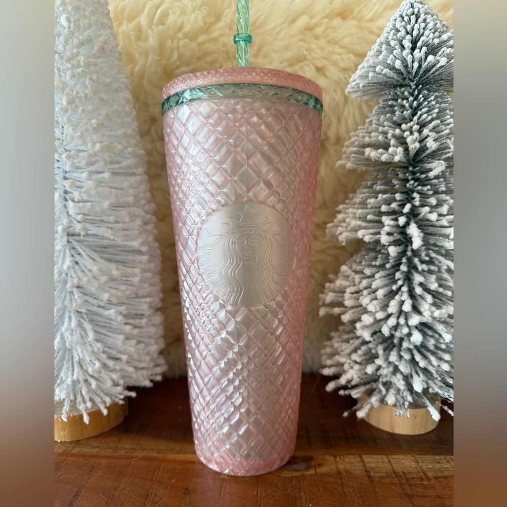 Starbucks Pink and Green Textured Tumbler